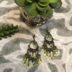 Target lime green stone chandelier earrings